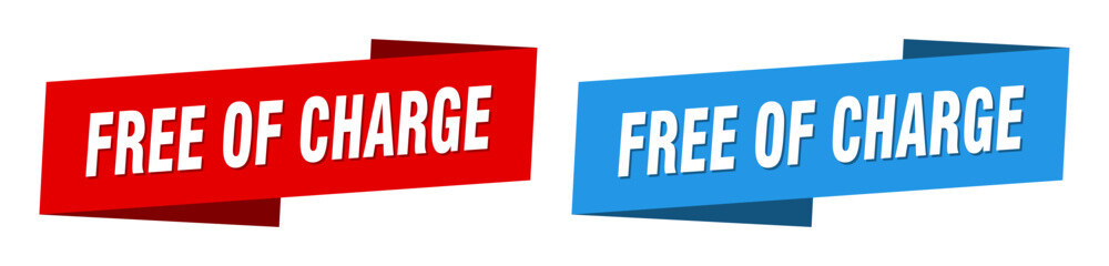 free of charge banner. free of charge ribbon label sign set