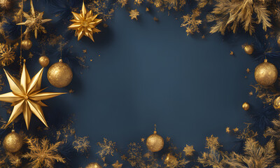 Gold and dark blue colored background for celebrating Christmas and Happy New Year.