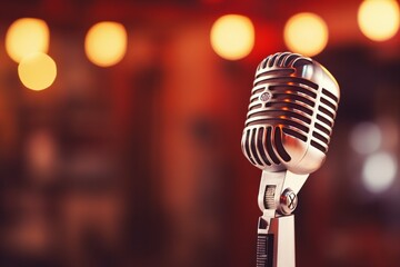 Microphone in a Blurred Bar Background