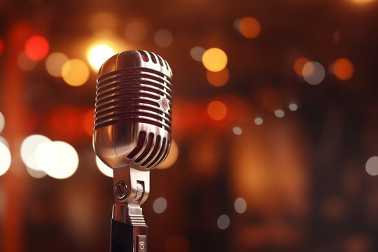 Microphone in a Blurred Bar Background