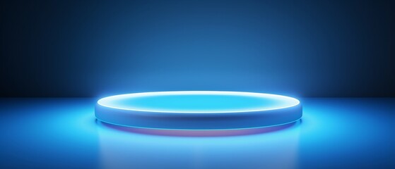 Abstract Minimalistic Light Blue Background with Circular Neon Glow for Product Presentation
