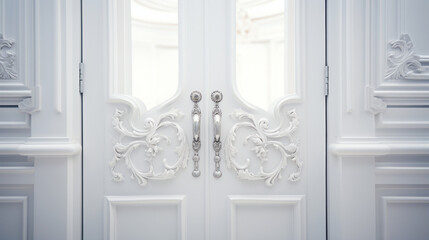 A white door with a silver handle 