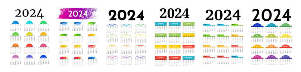 Calendar for 2024 isolated on a white background - obrazy, fototapety, plakaty