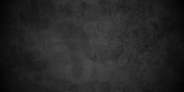Black stone wall texture grunge rock surface. dark gray  concrete background backdrop. wide panoramic banner. old wall stone for dark black distressed grunge background wallpaper rough concrete wall. 