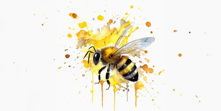 a bee with yellow paint spied on it
