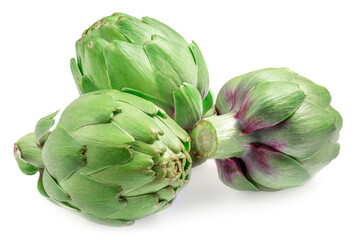 Obraz premium Artichoke isolated on white background. Whole artichok buds close up.Artichoke isolated on white background. Whole artichok buds close up.