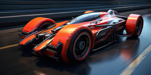 High speed race Red formula car