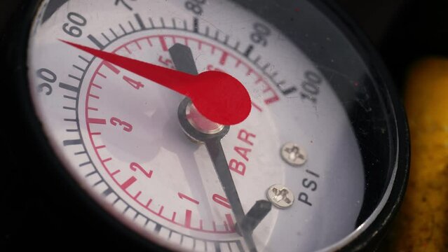 Foot pump for flat tire close up