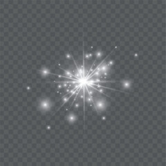 Glow light effect. Starburst with sparkles on transparent background. Vector illustration. Sun