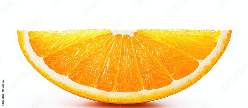 Poster deeply focused isolated orange slice with a white background and a clipping path