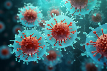 Fototapeta na wymiar a 3d virus is shown in a blue background