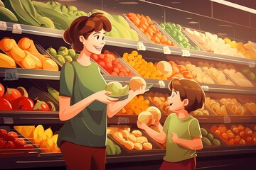 Family in the store
