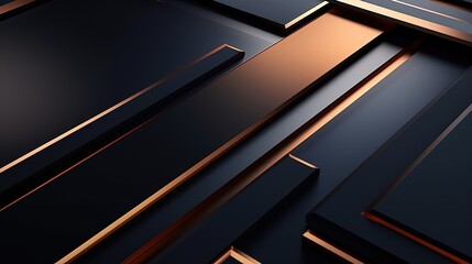 Obraz premium Black background with rectangular pattern and gold stripe overlay, generated by AI