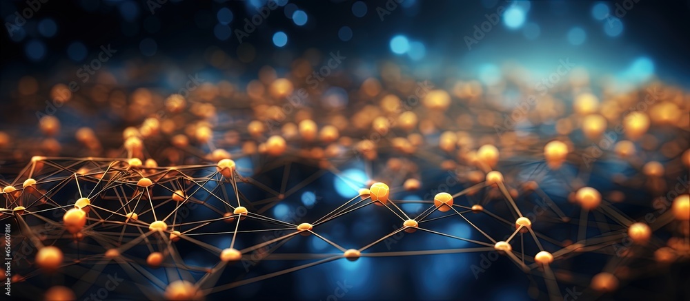 Poster technological connected points and lines network with copyspace for text