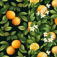 Pattern with orange flowers