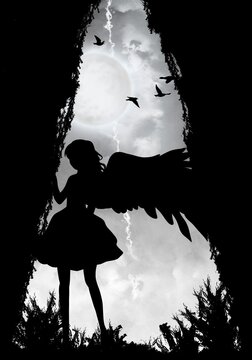 Dark Angel. Anime silhouette art