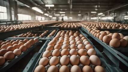 inside view of egg production factory 