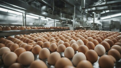 inside view of egg production factory 