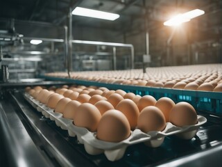 inside view of egg production factory 