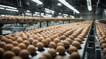 inside view of egg production factory 