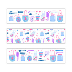 Fototapeta premium Banners with zero waste icons.