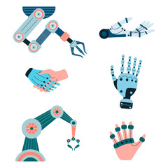 Robot arms Set. Mechanical hand vector design - 656611250