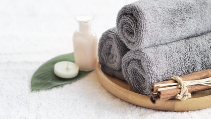 Spa accessories,Beautiful composition of spa , spa relax concept, herbs for massage, beautiful sap...