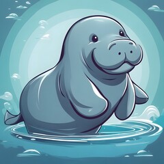 Manatee illustration Ai Generative