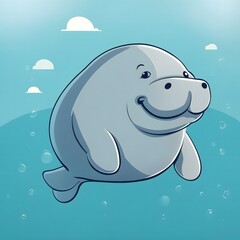 Manatee illustration Ai Generative