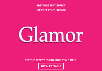 Glamor 3D editable text effect template. Style premium free font license vector
