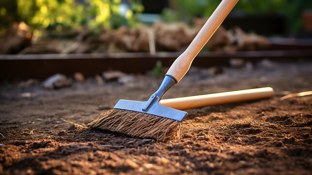 rake on the ground