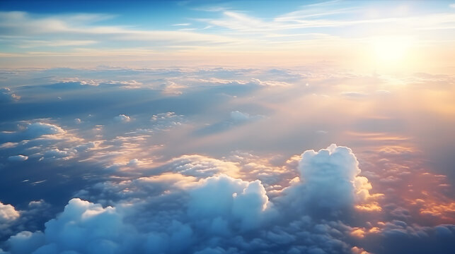 Top view of clouds over the sky