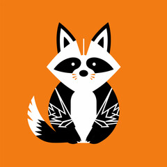 Raccoon cute cartoon animal icon isolated, vector