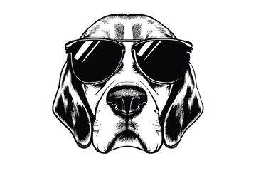 Sunny Beagle Vibes: A Vector Illustration of a Stylish Beagle Rocking Sunglasses