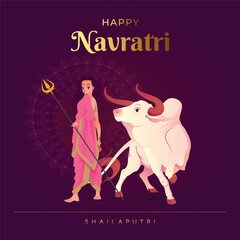 Navratri Concept Illustration, Goddess Shailaputri, Happy Navratri