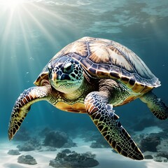 Fototapeta premium Sea turtle illustration Ai Generative