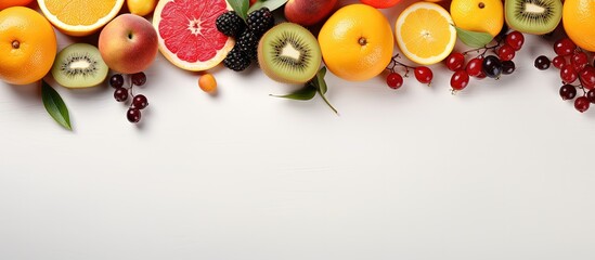 Fototapeta na wymiar Colorful fruits backdrop Love nutritious food