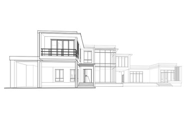 Modern house design 3d rendering