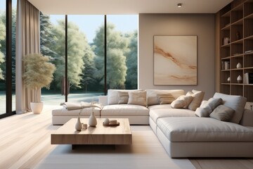 Interior decoration rendering in a modern living room minimalist style.