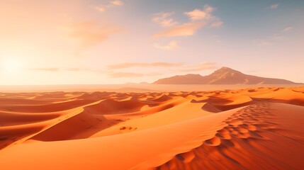 Fototapeta na wymiar Desert panorama. Sand dunes. Sunrise. 3d render