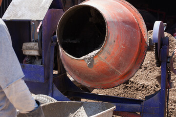 Photo of concrete on a construction site in Latin America. Concept of industry and construction.