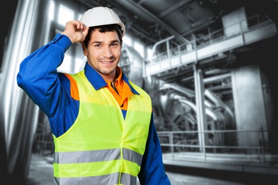 Construction worker do inspection at factory, AI generated image