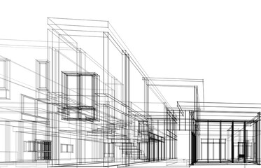 Modern house design 3d rendering