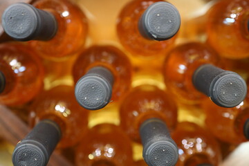 close up of bottle with wine