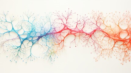 tree of colored neurons on a white background, neurography, expansion