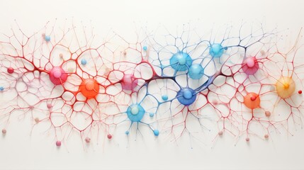 tree of colored neurons on a white background, neurography, expansion - obrazy, fototapety, plakaty
