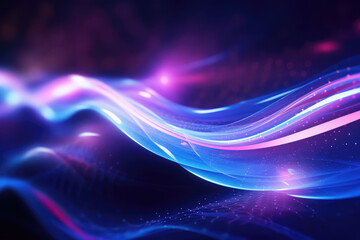 Fototapeta premium Abstract background with glowing particles, lines and bokeh effect