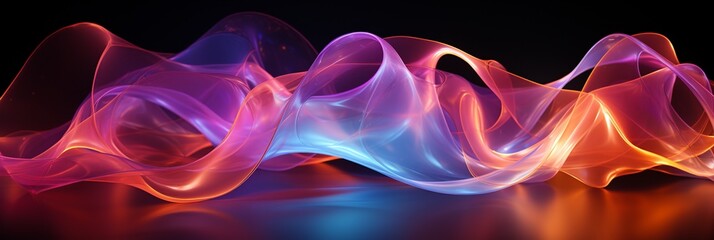 Colorful glass light waves on dark background