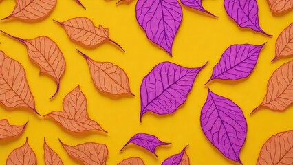 Autumn Elegance Dry Metallic Leaves on Violet