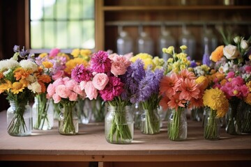 Colorful Fresh Cut Flowers at the Delaware Farmers Market: A Decorative Floral Arrangement in a Vase, Straight From the Farm Stand